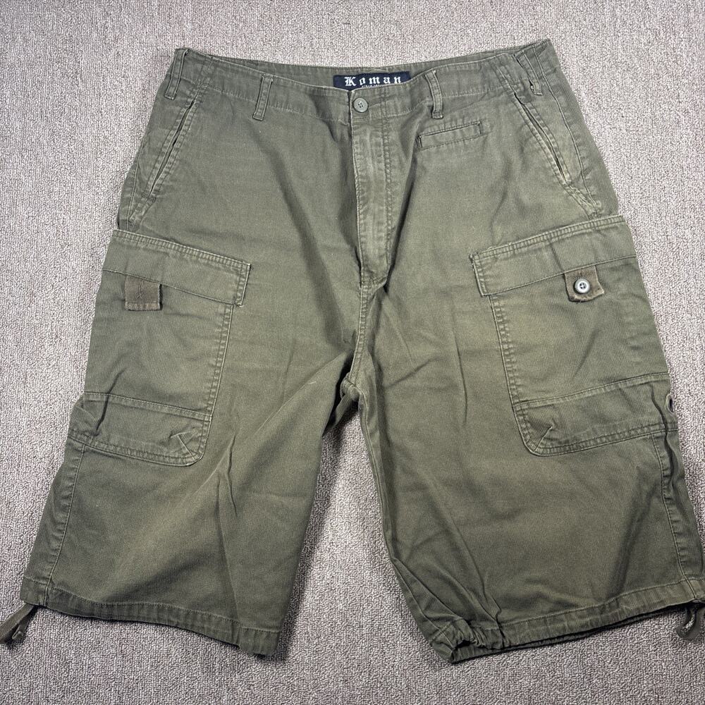Vintage KOMAN Men’s Cargo Shirts Tie Leg 38x12 High Rise Green Y2K
